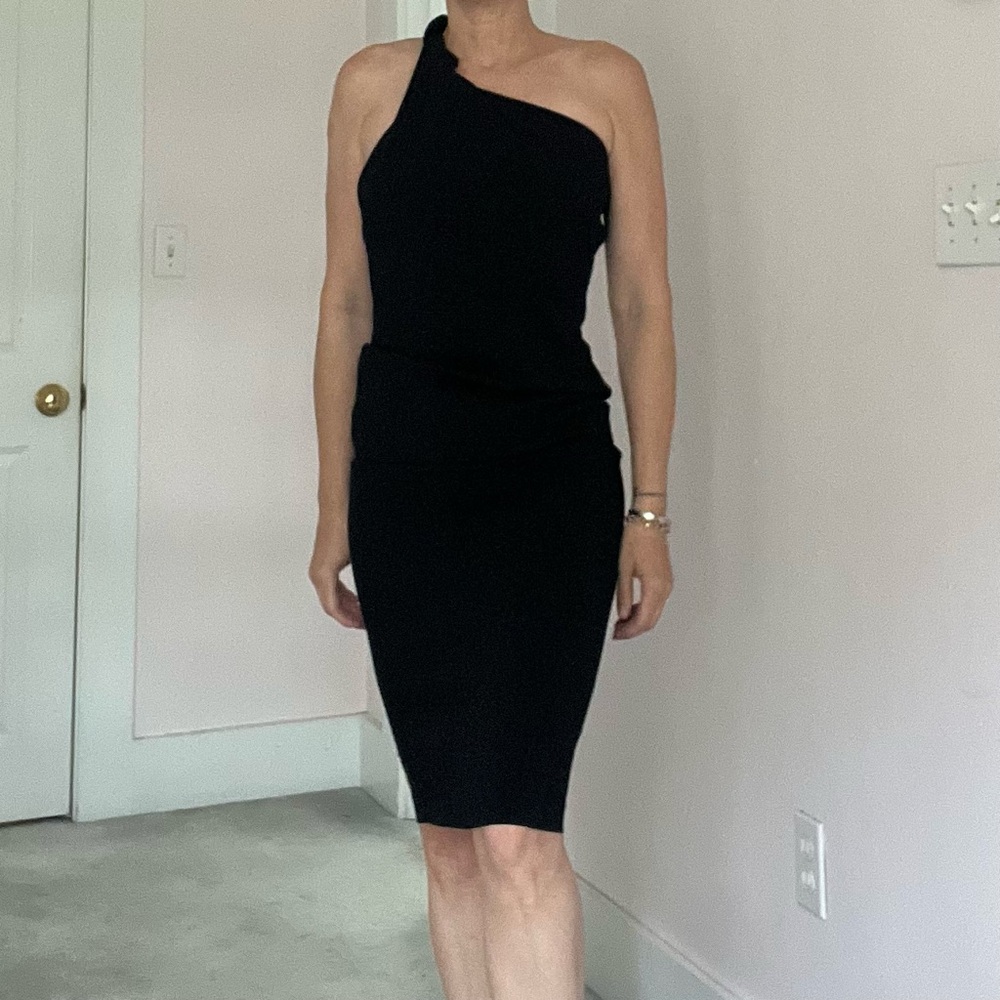 ZARA Black One Shoulder Twisted Dress XS $80